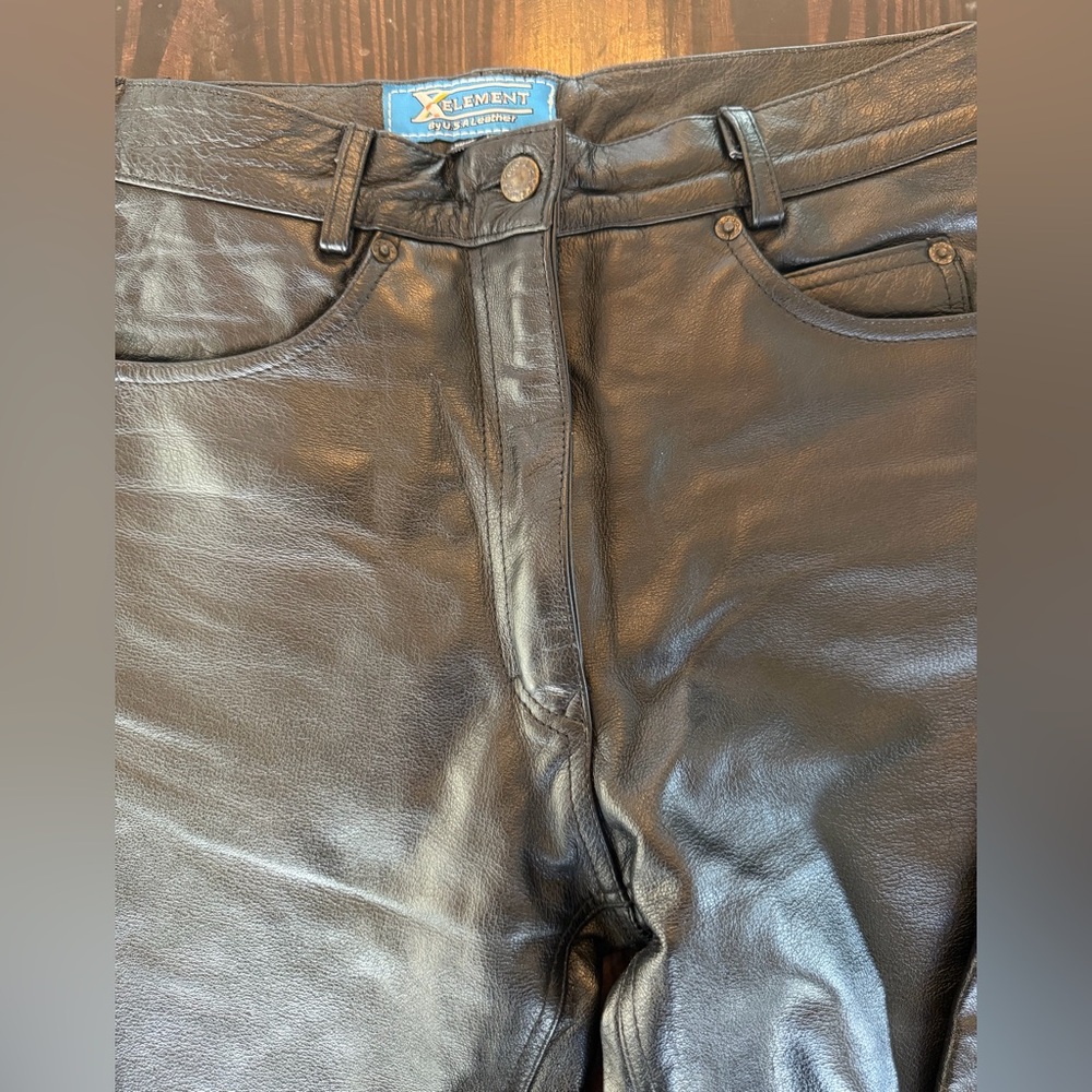 Element Black Straight-Leg Leather Pants - Picture 3 of 6